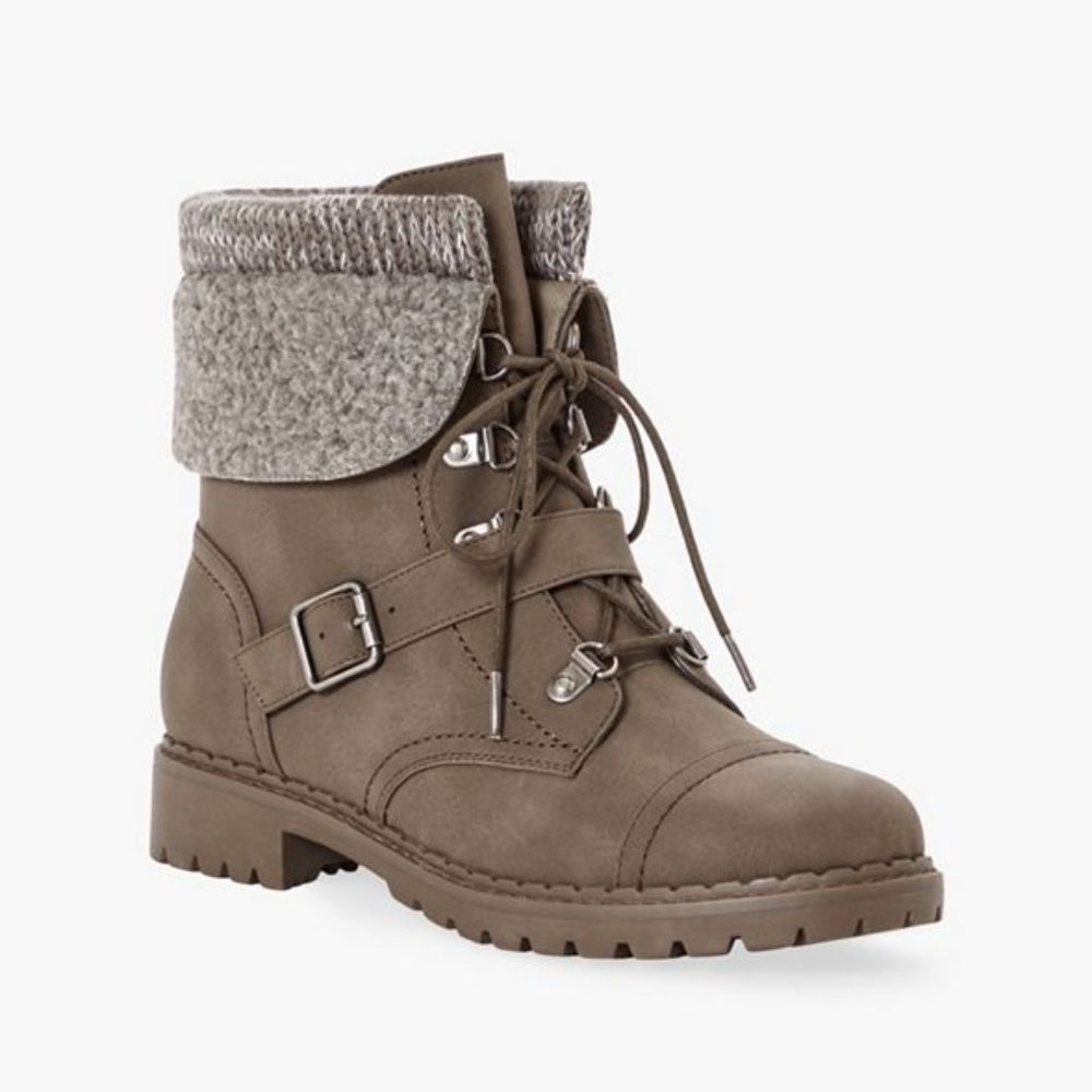 Brand New Winter Fashion Fold-over Grey Flat Boot